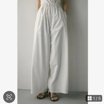 STYLEMIXER 개더 릴랙스 와이드 팬츠 M 아이보리 화이트