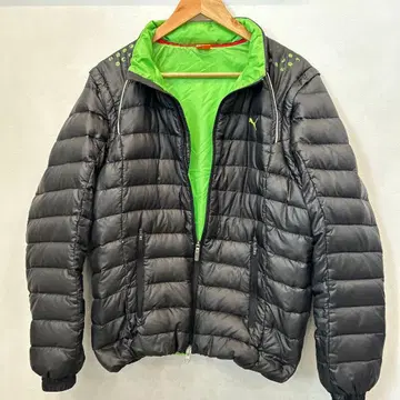 푸마 골프 다운 95% 라이트 다운 자켓 블랙 x 라이트 그린 L