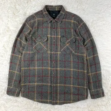 OBEY 오베이 그레이 체크 플란넬 셔츠 L 레귤러 카라 원 포인트