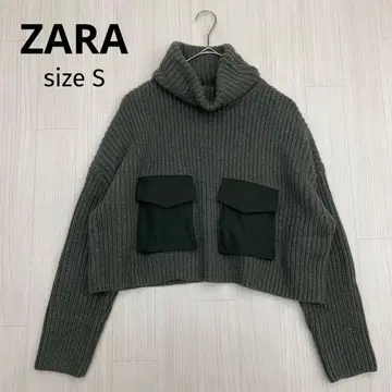 ZARA 자라 콤비 소재 포켓 부착 터틀넥 스웨터 S