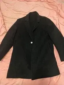 블랙 체스터 코트 1개 버튼