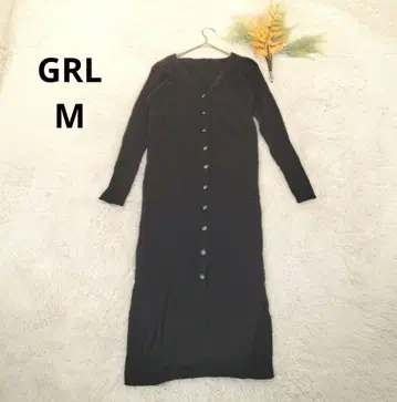 그레일 리브 니트 원피스 (M) 블랙 코튼 혼방 V넥 가디건