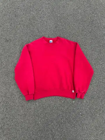 90s RUSSELL 러셀 맨투맨 무지 앞 V 레드 L
