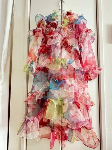 JNYLON STUDIOS 시어 프릴 꽃무늬 원피스 수입