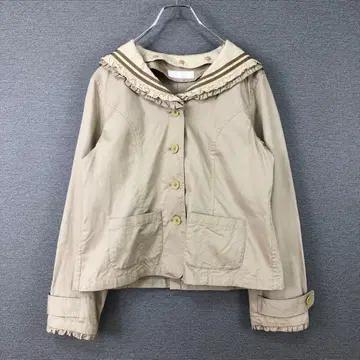 PINK HOUSE 세일러 카라 코튼 프릴 자켓 M 베이지