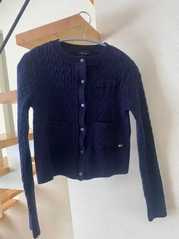아뉴앙스 리틀 케이블 니트 가디건 네이비
