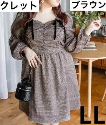 CLETTE 오리지널 리본 사용 체크 무늬 미니 원피스