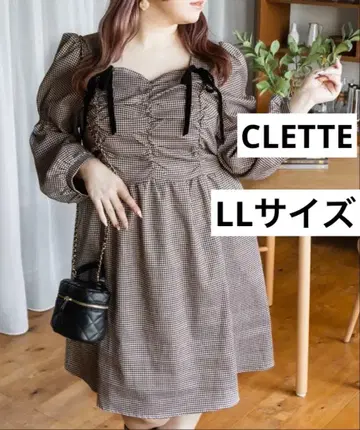 CLETTE 오리지널 리본 사용 체크 무늬 미니 원피스