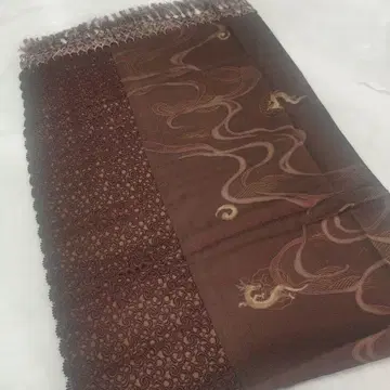 여성용 기모노 숄 미사용품 짙은 갈색 용 프린지