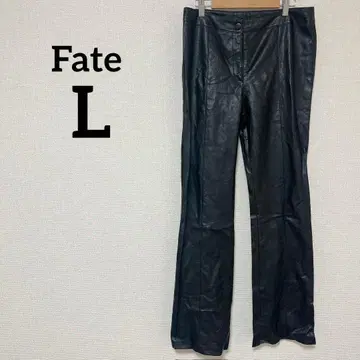1점 한정 Fate [ L ] 페이트 플레어 팬츠 가죽 블랙 검정