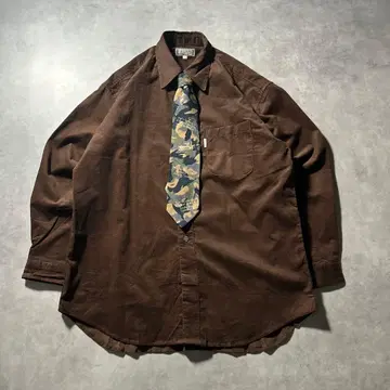 빈티지 코듀로이 빅 루즈 올 패턴 넥타이 셔츠 세트