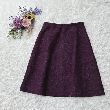새상품급*KEITA MARUYAMA 울 트위드 플레어 스커트 퍼플