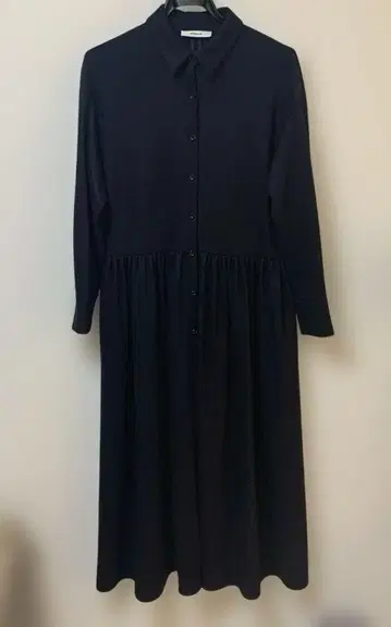 ebure 에브르 울 롱 원피스 네이비 허리 개더 고급스러움