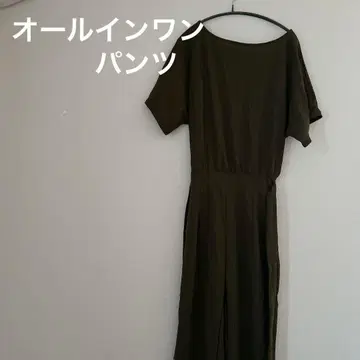 새상품급 올인원 팬츠 여성용 카키 반팔 포멀