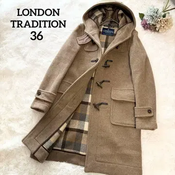 새상품급 [ 런던 트래디션 ] 더플 코트 모카 브라운 안감 체크 36