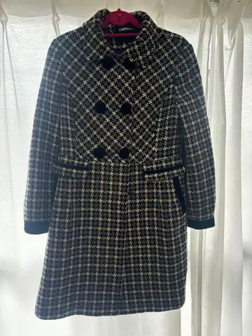 CHEN LONG 체크 무늬 롱 코트 L