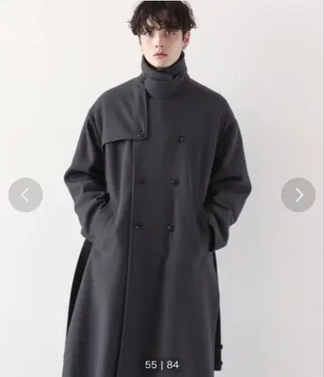 RAGEBLUE 드레이프 슬릿 하이넥 트렌치 롱 코트 그레이