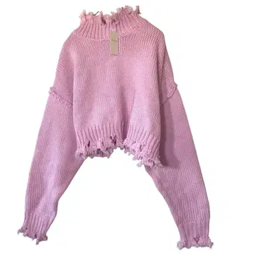 새상품 INGNI 핑크 숏 기장 브로큰 니트 M