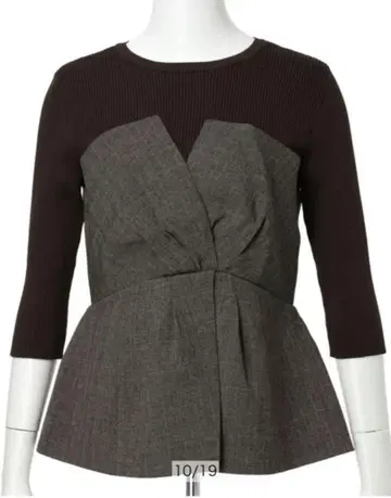 시착만 한 상품 JUSGLITTY 트위스트 뷔스티에 도킹 니트 브라운