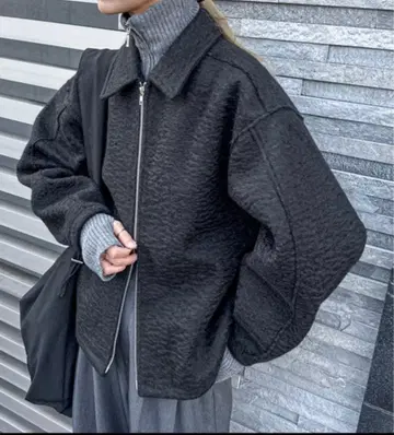 feepur 부클 더블 지퍼 블루종 블랙 M 사이즈