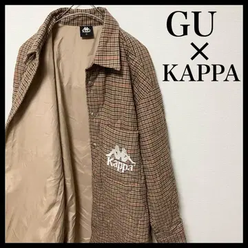 GU KAPPA 패디드 체크 롱 코트 하운드투스 s4