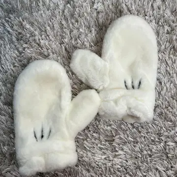 화이트 퍼 미튼 장갑