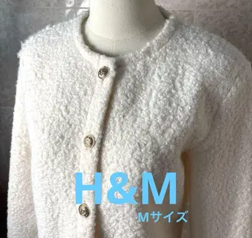 H&M 부클레 노카라 자켓 아이보리