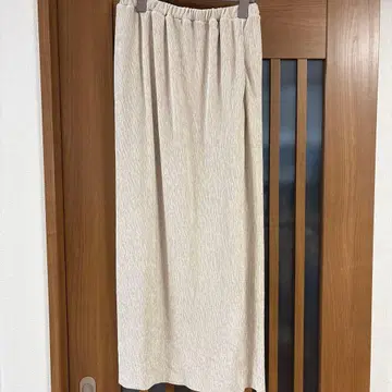 LEPSIM 아이보리 리브 타이트 스커트 롱