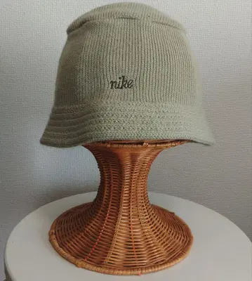00년대 빈티지 NIKE 원포인트 자수 니트 버킷햇 L/XL 연두색