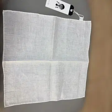 [ 미사용 택 포함 ] 일본제 gotairiku 린넨 화이트 포켓 치프