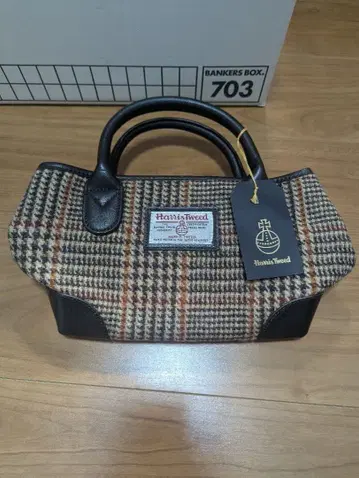 브리티시 그린 해리스 트위드 프티 토트백