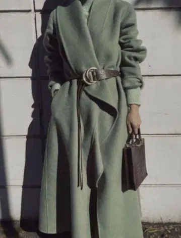 민트 그린 랩 코트 오버 사이즈