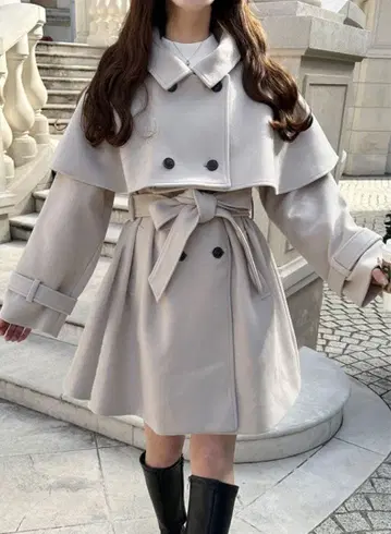 2way 케이프 세트 코트 GRL