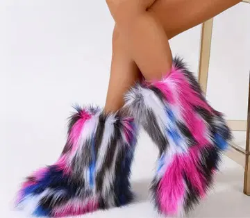 컬러풀 퍼 부츠