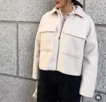 새상품 부클레 자켓 S 아이보리 보아 자켓 프론트 지퍼