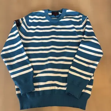 BRIEFING 블루 화이트 스트라이프 니트 스웨터 M