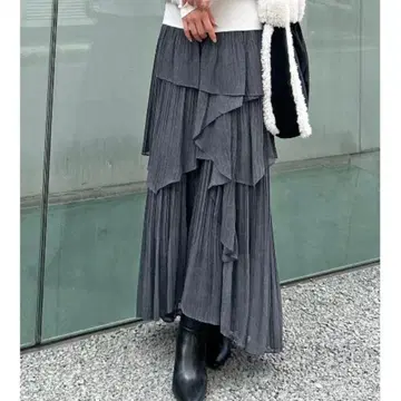 snidel 스트레이트 플리츠 캉캉 스커트 체크