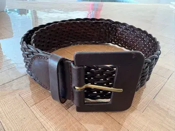 바나리파 다크 브라운 가죽 웨빙 벨트