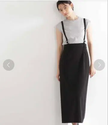 새상품 NATURAL BEAUTY BASIC 서스펜더 스트레이트 스커트