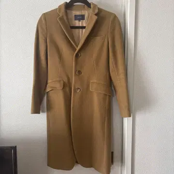 울 캐시미어 혼방 베이지 체스터 코트