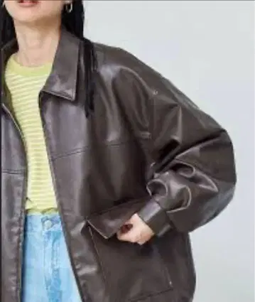 Coen 다크 브라운 가죽 오버 사이즈 자켓