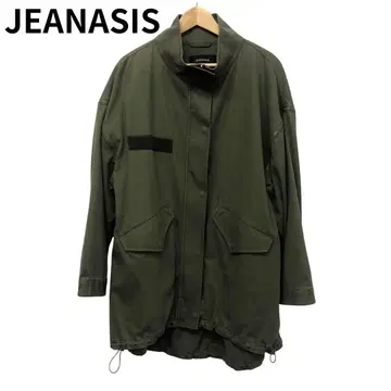 지나시스 올리브 밀리터리 자켓 프론트 오픈 아메카지 프리 카라 부착