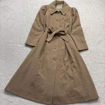 준 아시 다 빈티지 울 플레어 롱 코트 퍼프 슬리브 베이지