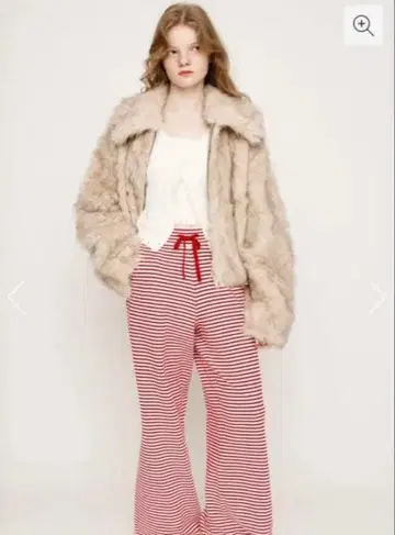 캐주얼 팬츠 빨간색과 화이트 스트라이프