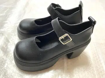 통굽 여성용 블랙 신발 사이즈 38 스트랩 노브랜드