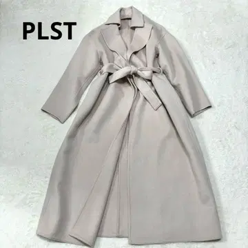 PLST 울 실크 리버 롱 코트 M 벨트 포함 다나카 미나미 착용