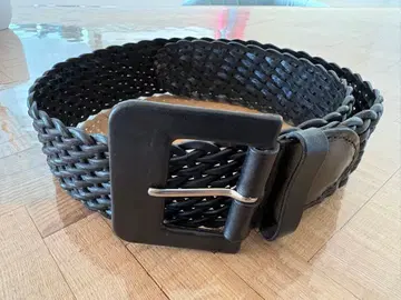 바나리파 뜨개질 가죽 벨트 블랙