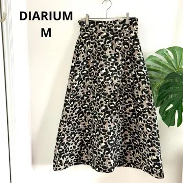 [ DIARIUM 리움 ] 레오파드 무늬 롱 플레어 스커트 M 베이지