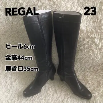 REGAL 천연 가죽 가죽 사이드 지퍼 롱 부츠 23 사이즈