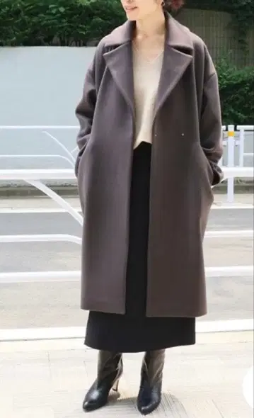 IENA 롱 체스터 코트 마테코 38 울 브라운 계열